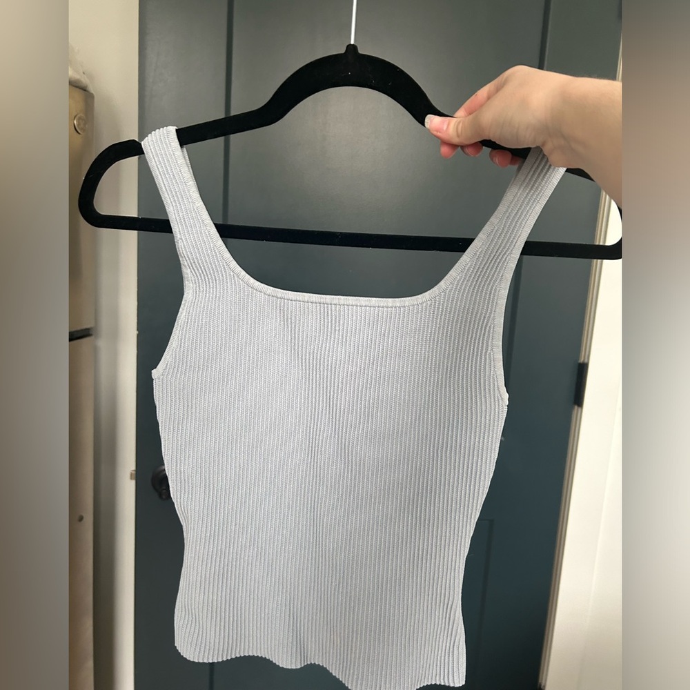 Aritzia Babaton Light Blue Sculpt Knit Squareneck Tank